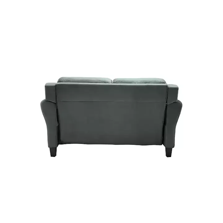 Dark Gray Kelly Microfiber Rolled Arm Loveseat
