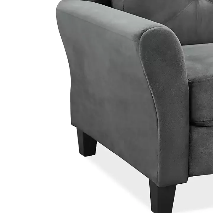 Dark Gray Kelly Microfiber Rolled Arm Loveseat