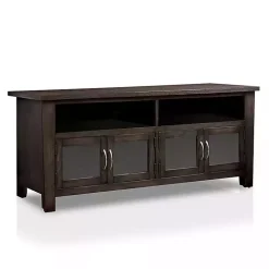 Dark Gray Wood 4-Door Media Cabinet
