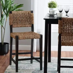 Dark Mahogany Lattice Counter Stool