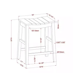 Dark Oak Wood Whitcombe Counter Stools, Set of 2