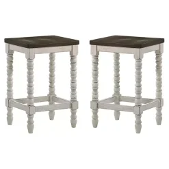 Dark Walnut & White Wood Ema 2-pc. Counter Stools