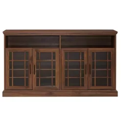 Dark Walnut Glass Door Classic TV Stand