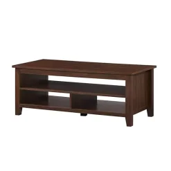 Dark Walnut Grooved Side Panel Coffee Table