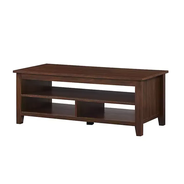 Dark Walnut Grooved Side Panel Coffee Table