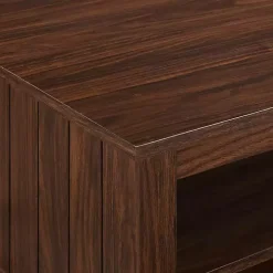Dark Walnut Grooved Side Panel Coffee Table
