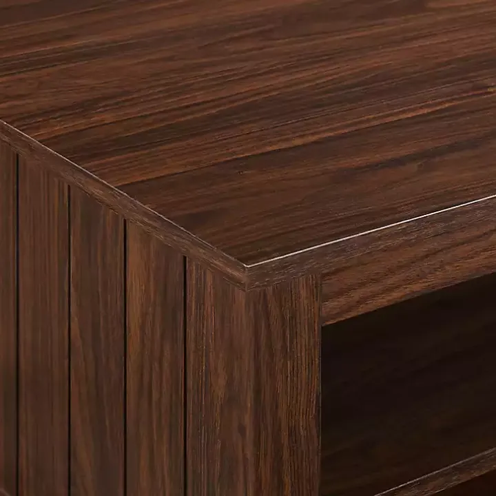 Dark Walnut Grooved Side Panel Coffee Table