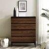 Dark Walnut Midcentury Four-Drawer Chest