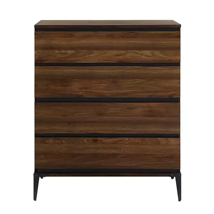 Dark Walnut Midcentury Four-Drawer Chest