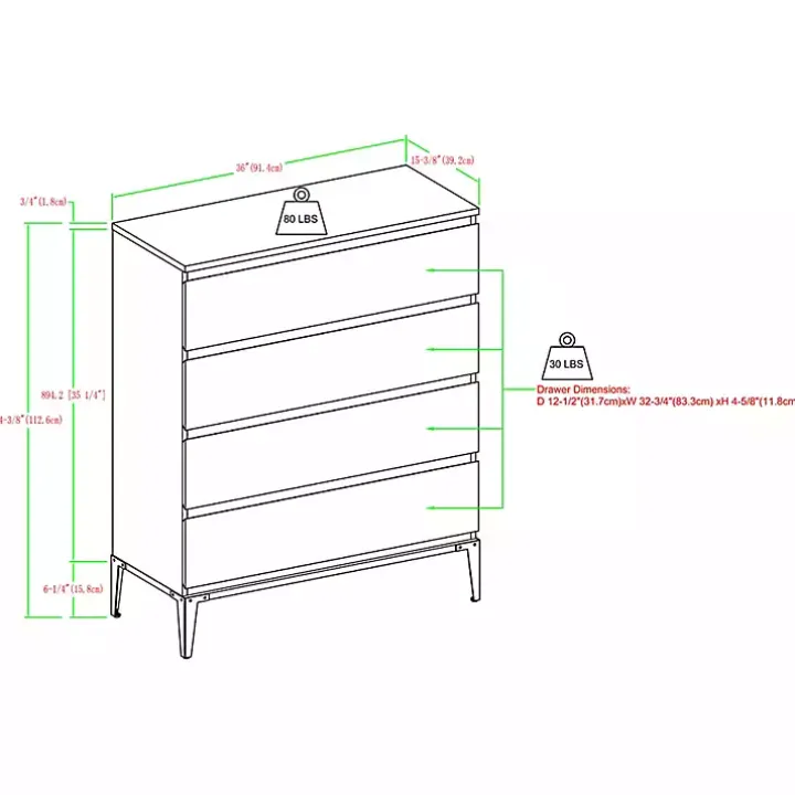 Dark Walnut Midcentury Four-Drawer Chest