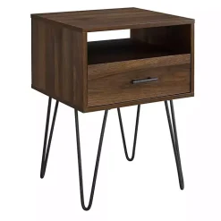 Dark Walnut Modern Farmhouse Side Table