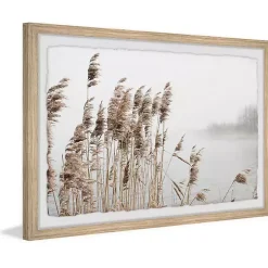 Deckled Lakeside Grass Framed Art Print