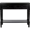 Distressed Black Wood 2-Drawer Console Table