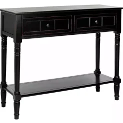 Distressed Black Wood 2-Drawer Console Table