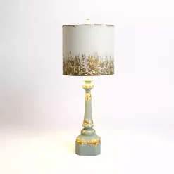 Distressed Blue Painted Metal Shade Table Lamp