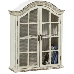 Distressed Cream Wood Wall Cabinet