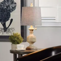 Distressed Gray Urn Resin Table Lamp