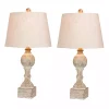 Distressed White Candlestick Table Lamps, Set of 2