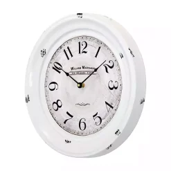 Distressed White Two Grooves Iron Frame Wall Clock