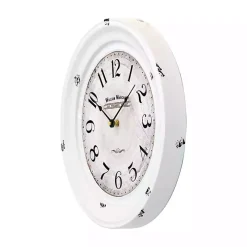 Distressed White Two Grooves Iron Frame Wall Clock