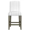 Dove Gray Striped Upholstered Bar Stool