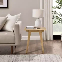 English Oak Wood Minimalist Accent Table