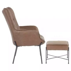 Espresso Faux Leather 2-pc. Chair and Ottoman Set