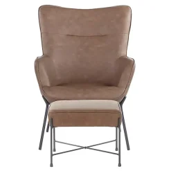 Espresso Faux Leather 2-pc. Chair and Ottoman Set