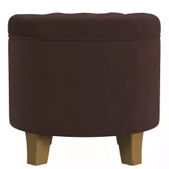 Espresso Velvet Tufted Storage Ottoman