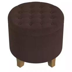 Espresso Velvet Tufted Storage Ottoman