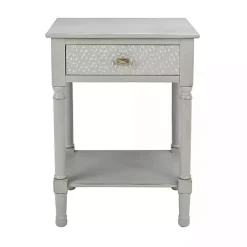 Evelina Gray Textured Single Drawer Accent Table
