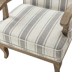 Farmhouse Gray & Ivory Striped Armchair