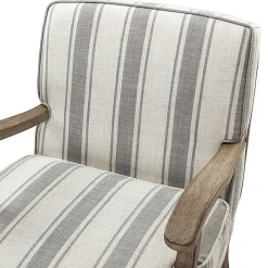 Farmhouse Gray & Ivory Striped Armchair