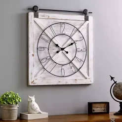 Farmstead Wooden Barn Door Clock