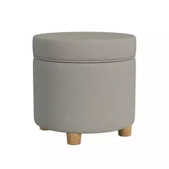 Fawn Round Velvet Storage Ottoman