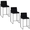 Fiji Black Velvet Counter Stools, Set of 3