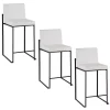 Fiji White Faux Leather Counter Stools, Set of 3