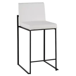 Fiji White Faux Leather Counter Stools, Set of 3