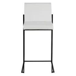 Fiji White Faux Leather Counter Stools, Set of 3