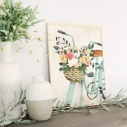 Floral Bike Basket Framed Art Print