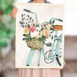 Floral Bike Basket Framed Art Print