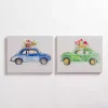 Floral Cars Canvas Art Prints, Set of 2