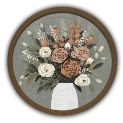 Floral Spice Bouquet Round Brown Framed Print
