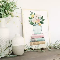 Floral Vase on Books Framed Art Print