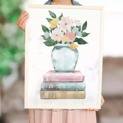 Floral Vase on Books Framed Art Print