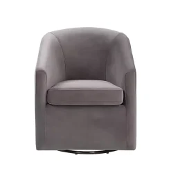 Fog Velvet Swivel Barrel Accent Chair