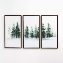 Foggy Forest Framed Canvas Art Prints, Set of 3