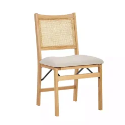 Folding Rattan Cane Back Cushioned Chair