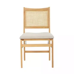Folding Rattan Cane Back Cushioned Chair
