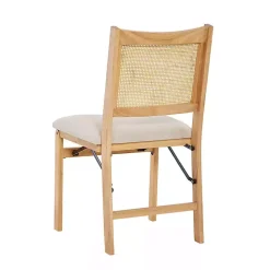 Folding Rattan Cane Back Cushioned Chair